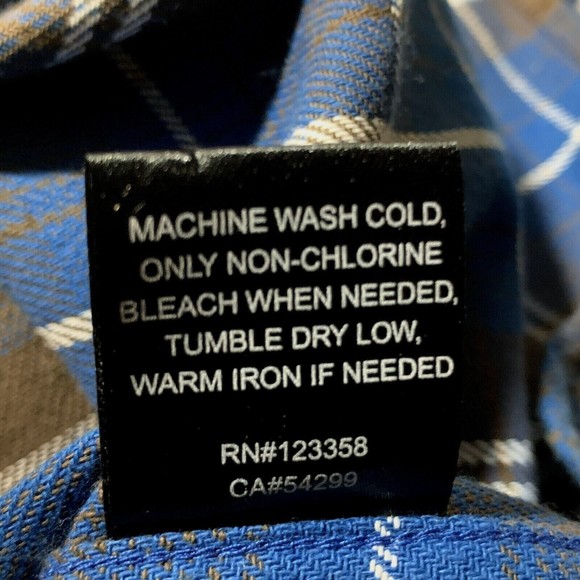 Cavi Mens Flannel Plaid Overshirt Size M Roll Tab Blue Brown Pockets Windowpane - Picture 12 of 12